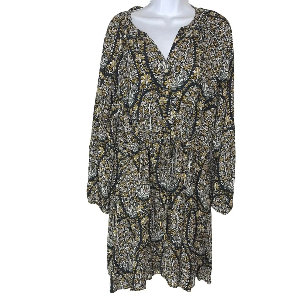 Spartina 449 Women Catalina Boho Floral Paisley Mini Tunic Dress Long Sleeve XXL - Picture 2 of 9